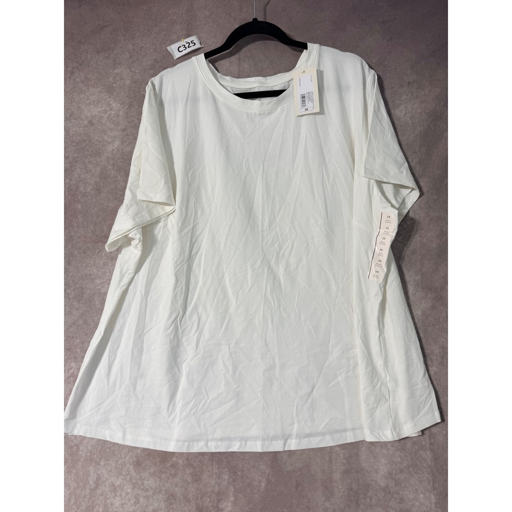 A New Day Womens Plus Size 3X Short Sleeve Crew Neck T-Shirt White 018 00 2202
